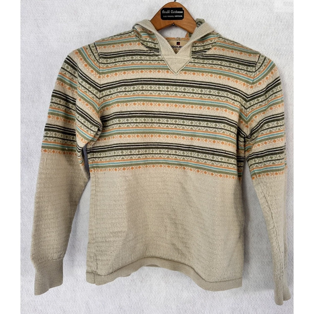 Woolrich Wool Blend Hooded Sweater Hoodie Small Women's Grunge BOHO